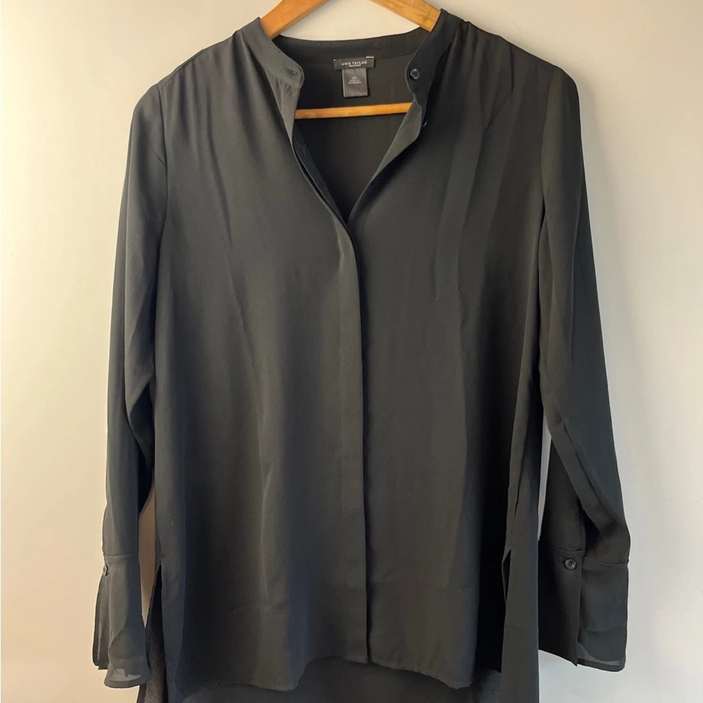 Theory Charcoal Button-Up Blouse